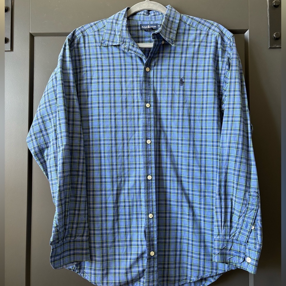 Ralph Lauren Blue and Green Plaid Shirt